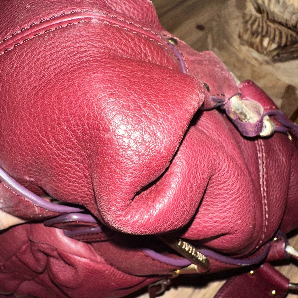 Michael Kors Merlot Leather Shoulder Bag - Picture 14 of 17